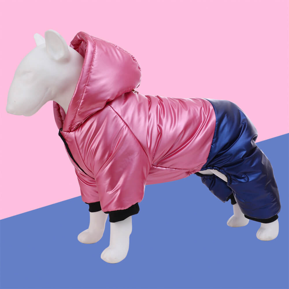 Waterproof Windproof Warm Dog Hooded Coat with Snap Closure