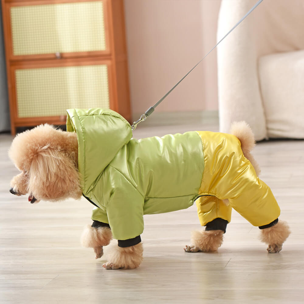 Waterproof Windproof Warm Dog Hooded Coat with Snap Closure