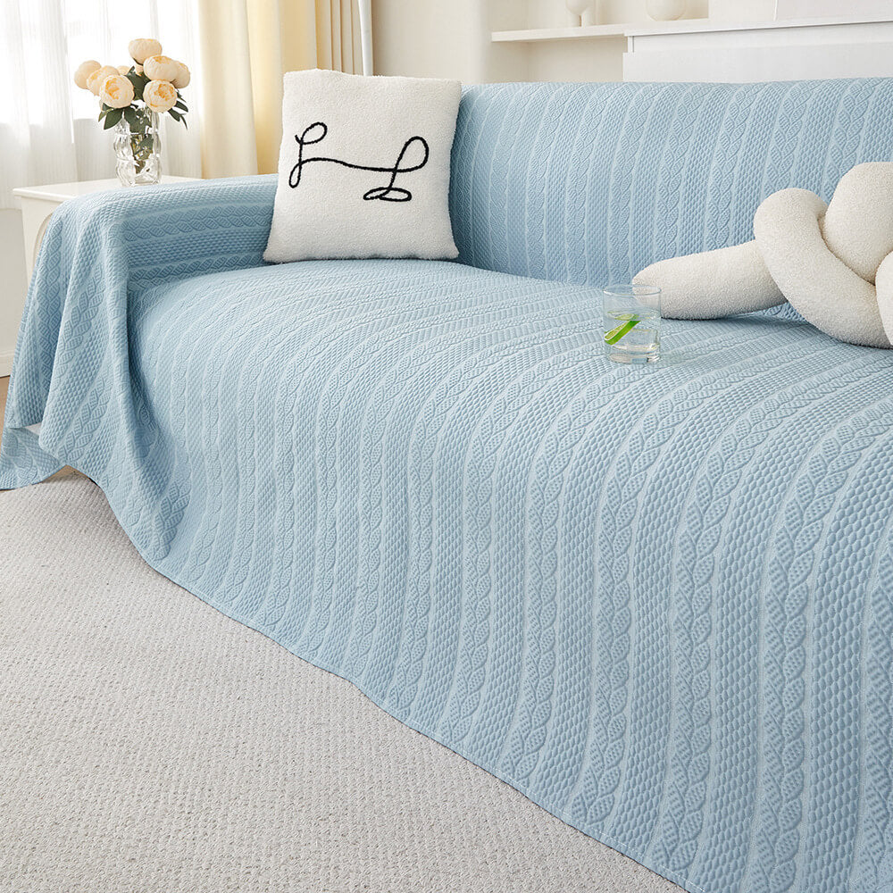 Wheat Pattern Textured Cooling Ice Silk Anti-Slip Couch Cover