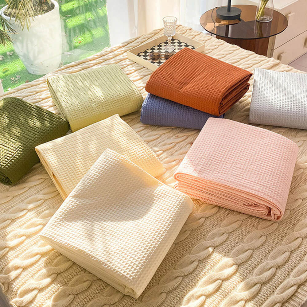 Premium Waffle Weave Breathable Cotton Bed Sheet Set