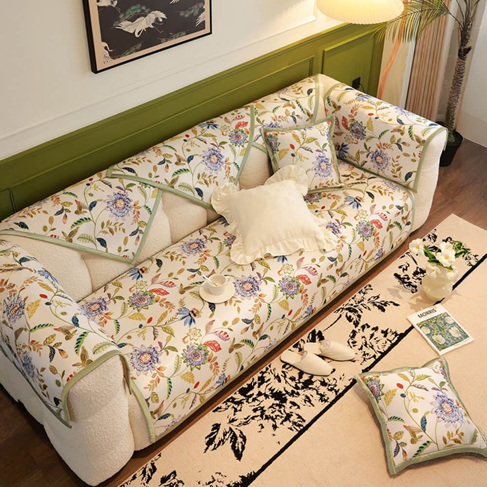 All-Season Cooling Pastoral Floral Couch Cover