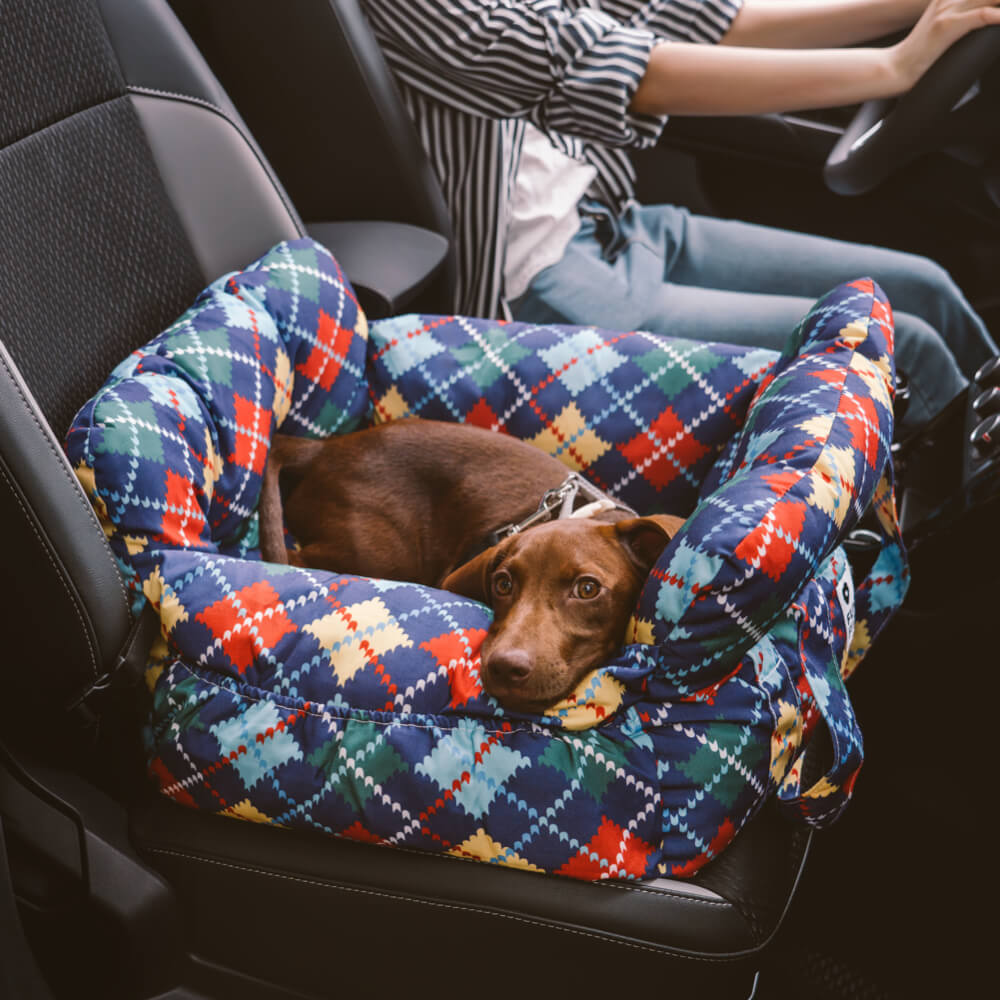 Reforço de segurança para viagens Vintage Denim Patchwork Cachorro Cama de assento de carro