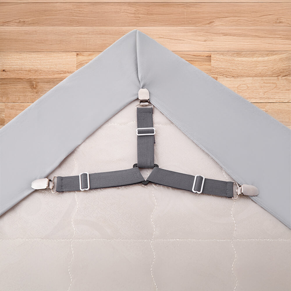 Adjustable Non-Slip Elastic Bed Sheet Straps with Metal Clips