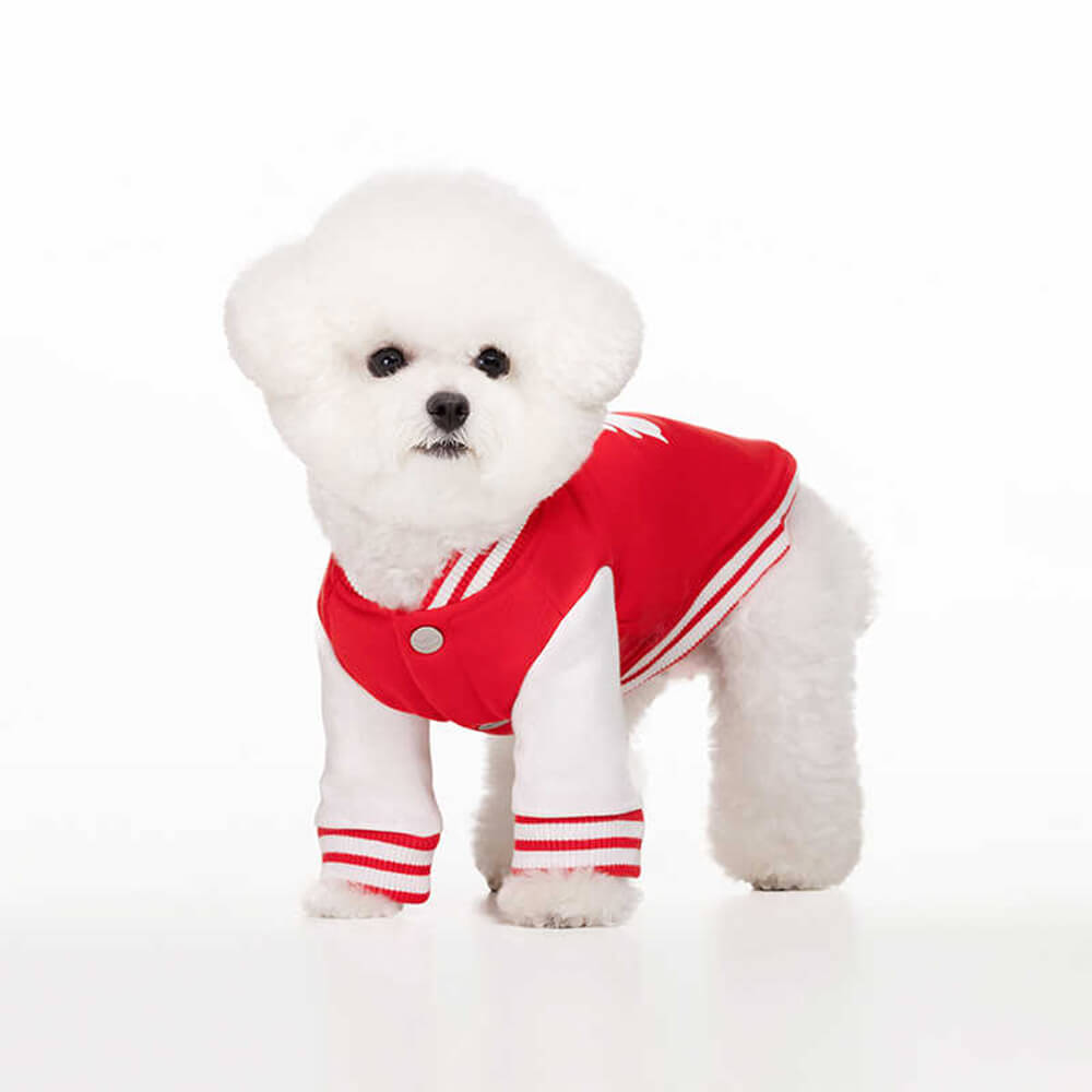 Chic Baseball Style Warm Stretch Silicone & Metal Logo Dog Jacket