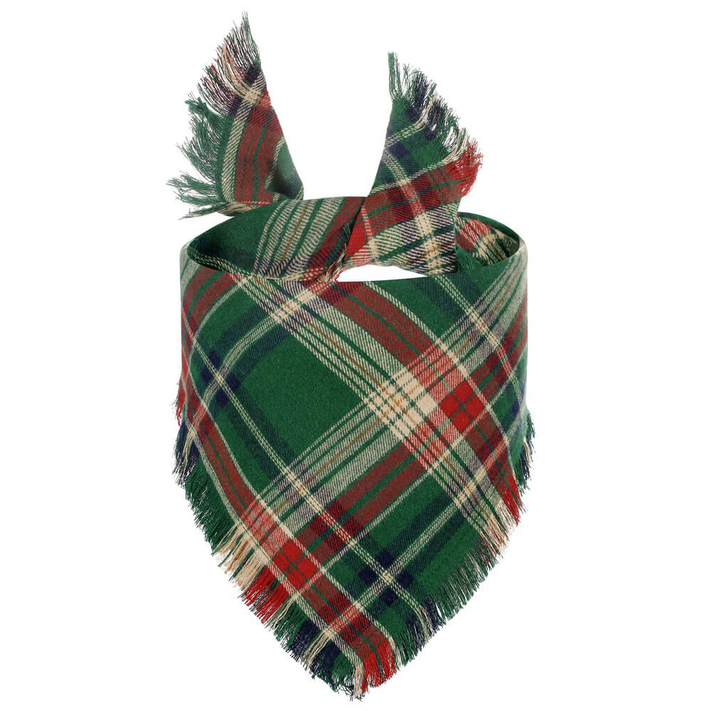 Christmas Plaid Durable Double-Stitched Seams Warm Dog Bandana