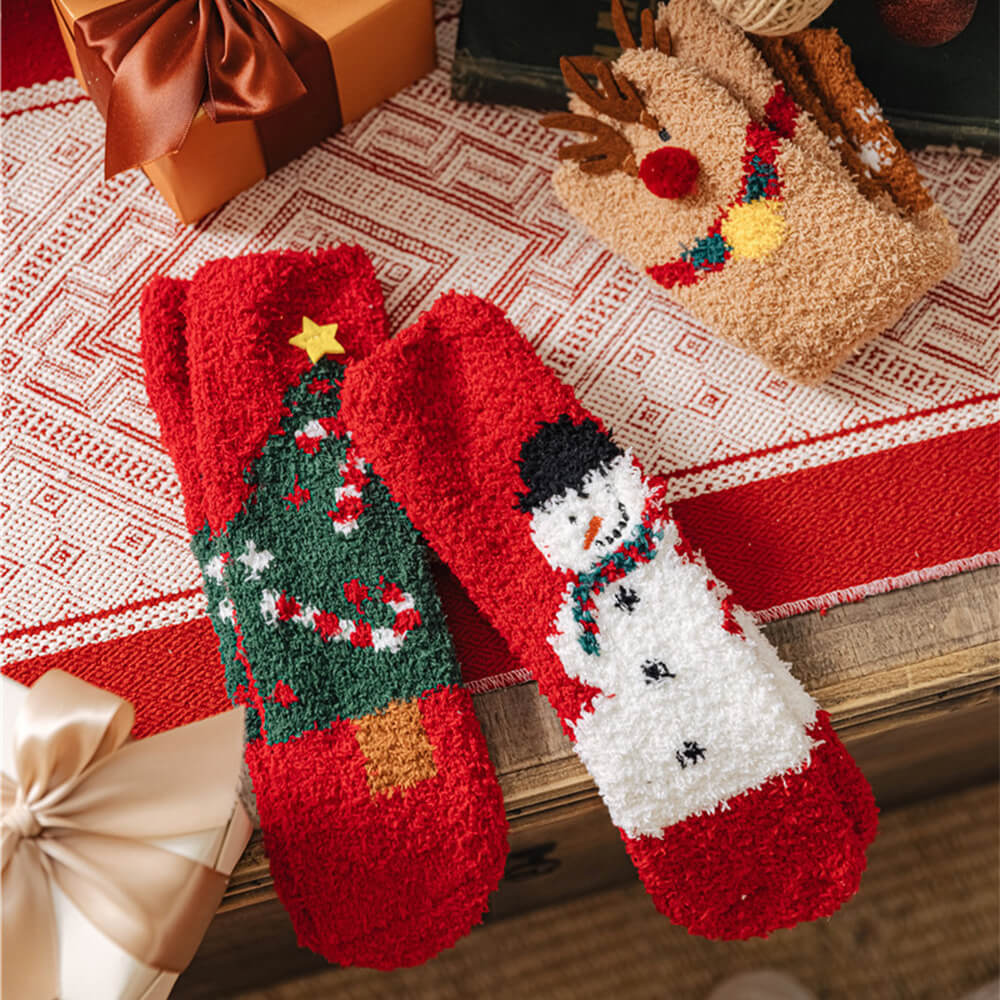 Christmas Santa Claus Knitted Scarf Matching Socks For Pet And Owner