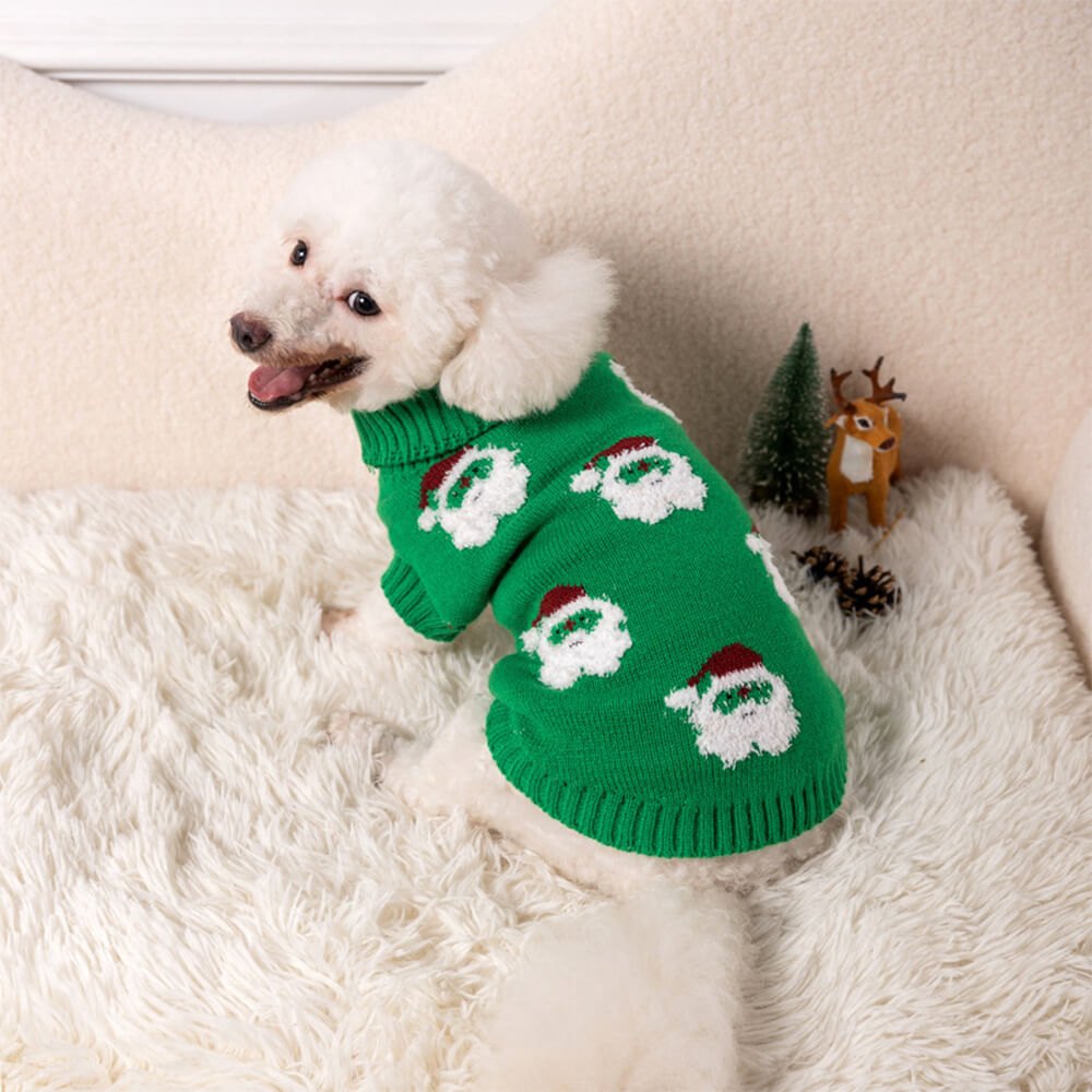 Christmas Turtleneck Dog Knit Sweater Matching Pullover For Dogs And Owner