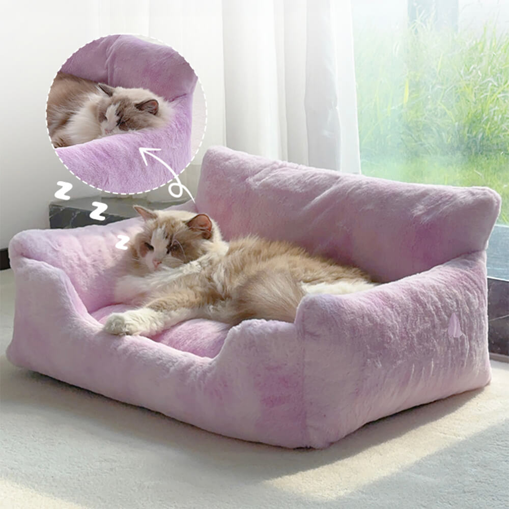 Dreamy Rainbow Color Plush Cozy Dog Sofa Bed