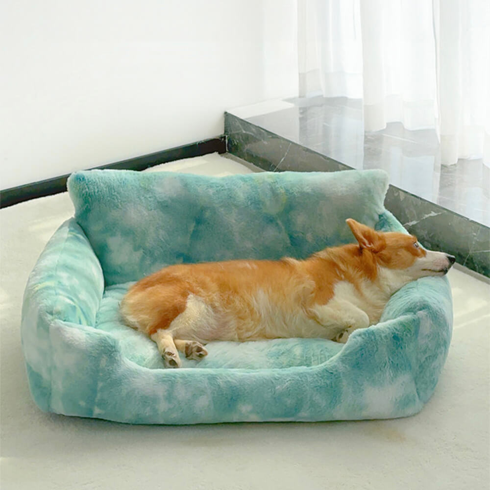 Dreamy Rainbow Color Plush Cozy Dog Sofa Bed