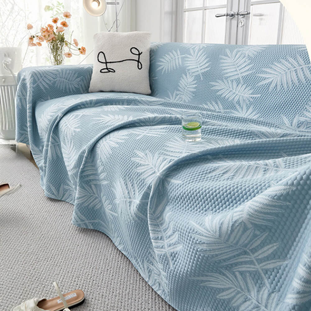 Elegant Willow Leaf Pattern Ice Silk Cooling Couch Cover