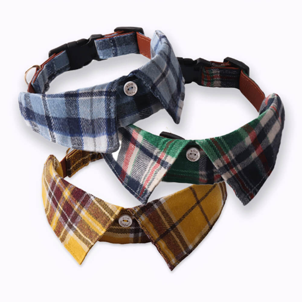 Gentleman's Plaid Handmade Adjustable Dog Collar