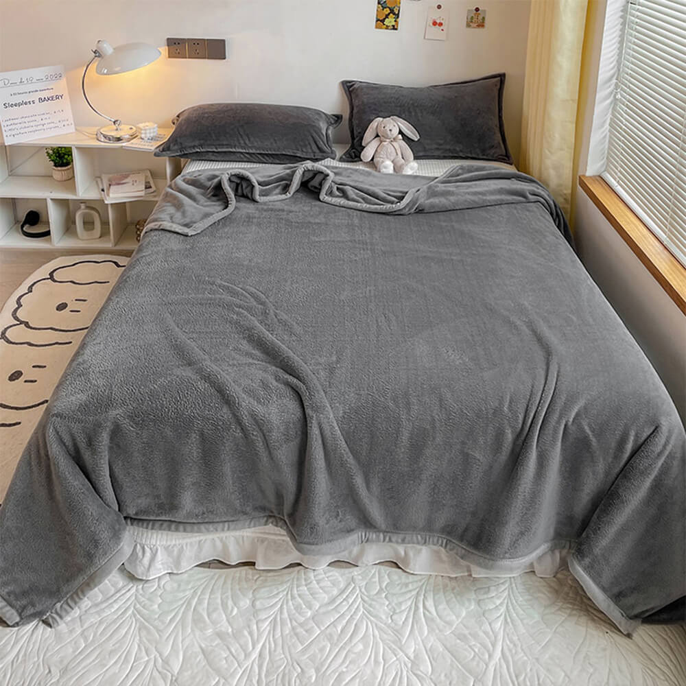 Double-Sided Thick Microplush Fleece Flat Sheet Blanket