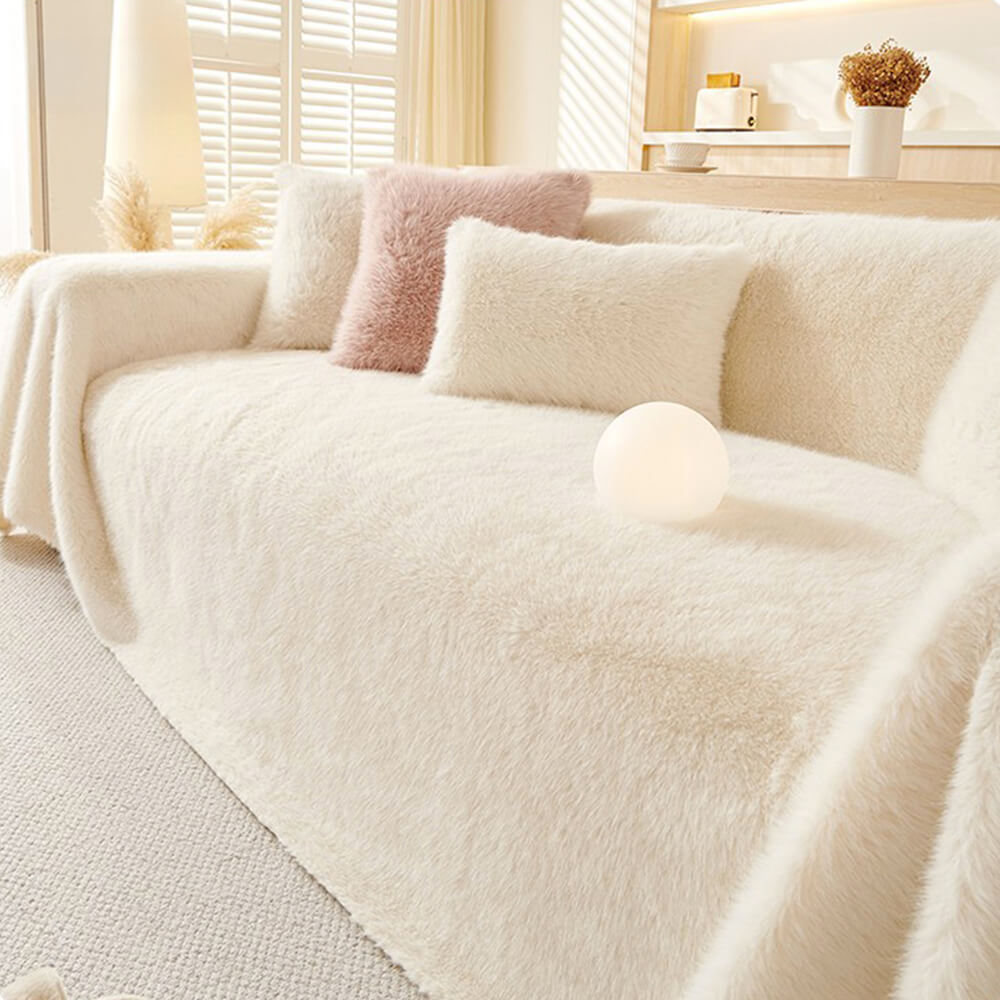 Luxury Skin-Friendly Long Faux Fur One-Piece Multi Functional Couch Cover