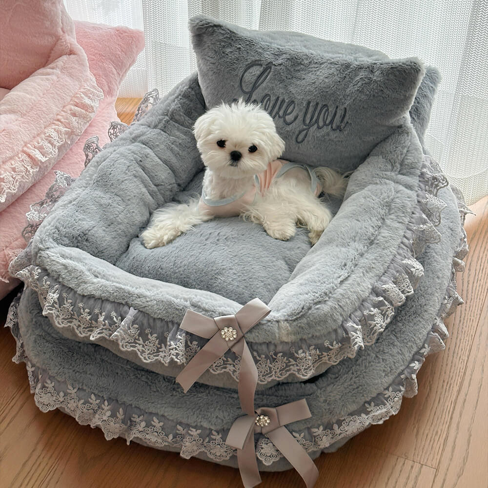 Pink Princess Bowknot Lace Luxury Cushion Soft Dog & Cat Bed