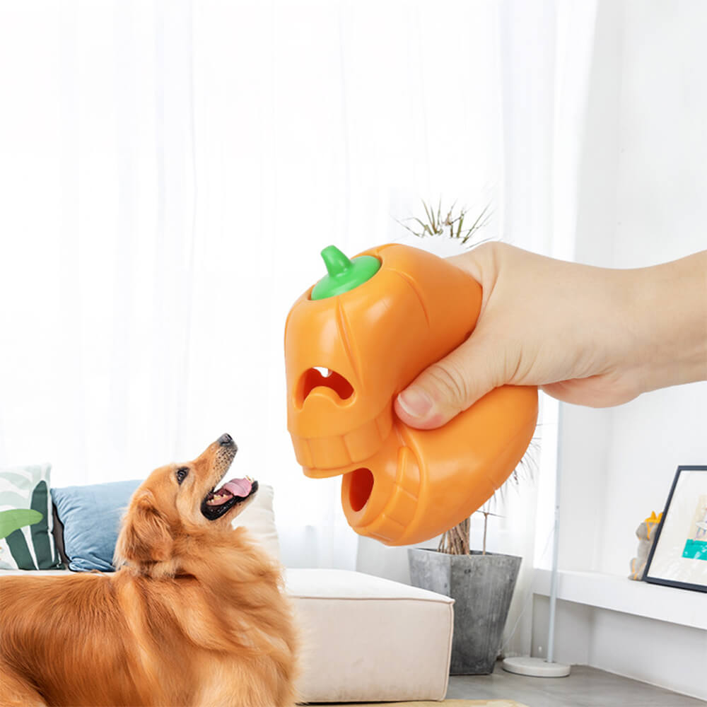 Pumpkin Dog Treat Dispensing Toy Interactive Chew Toy