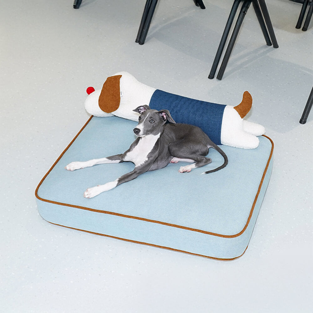 Spacious Denim Decoration Dog & Cat Mat with Removable Doll Pillow