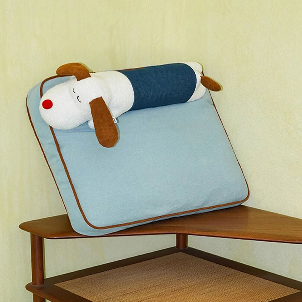 Spacious Denim Decoration Dog & Cat Mat with Removable Doll Pillow