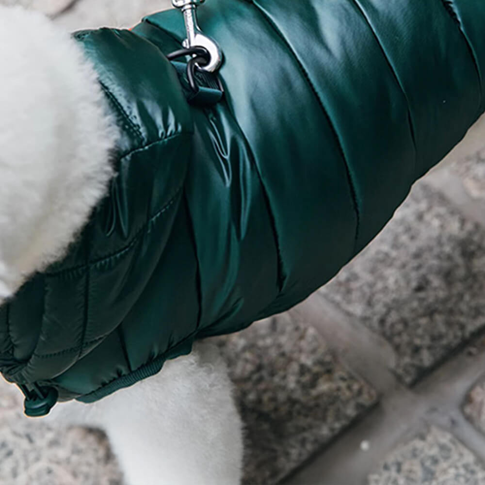 Trendy Lightweight Warm Dog Hooded Vest with D-Ring Leash