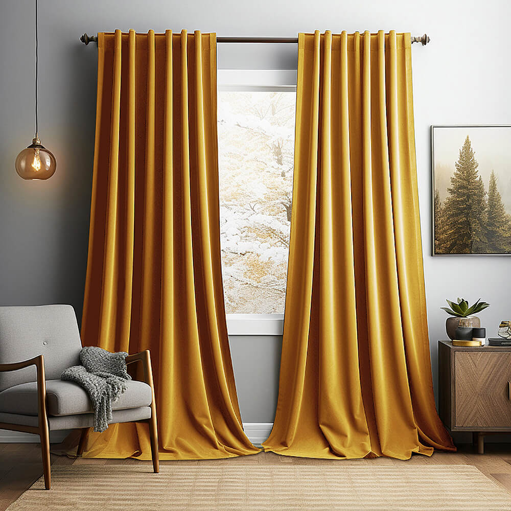 Vintage Solid Velvet Thermal Insulated Blackout Curtains