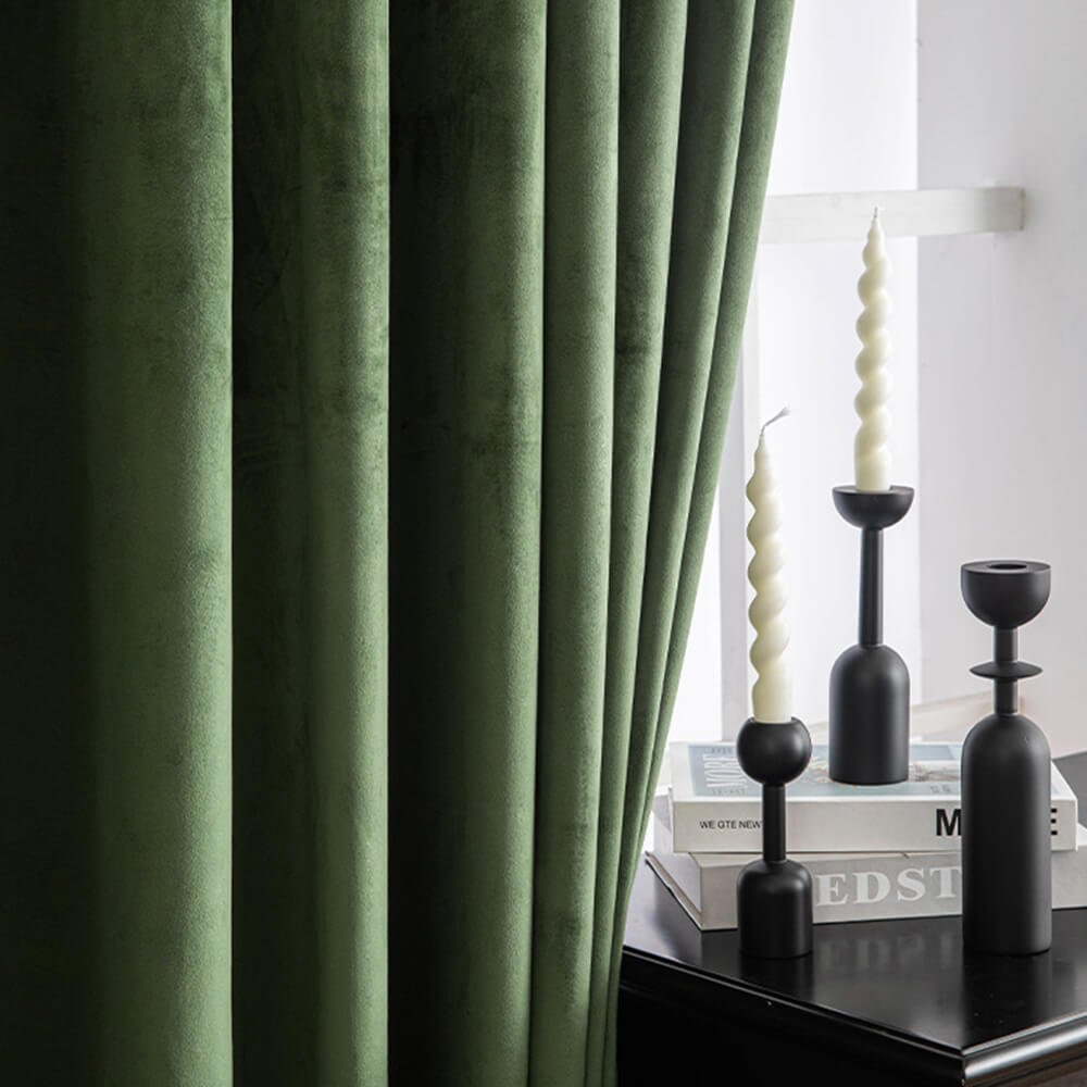 Vintage Solid Velvet Thermal Insulated Blackout Curtains