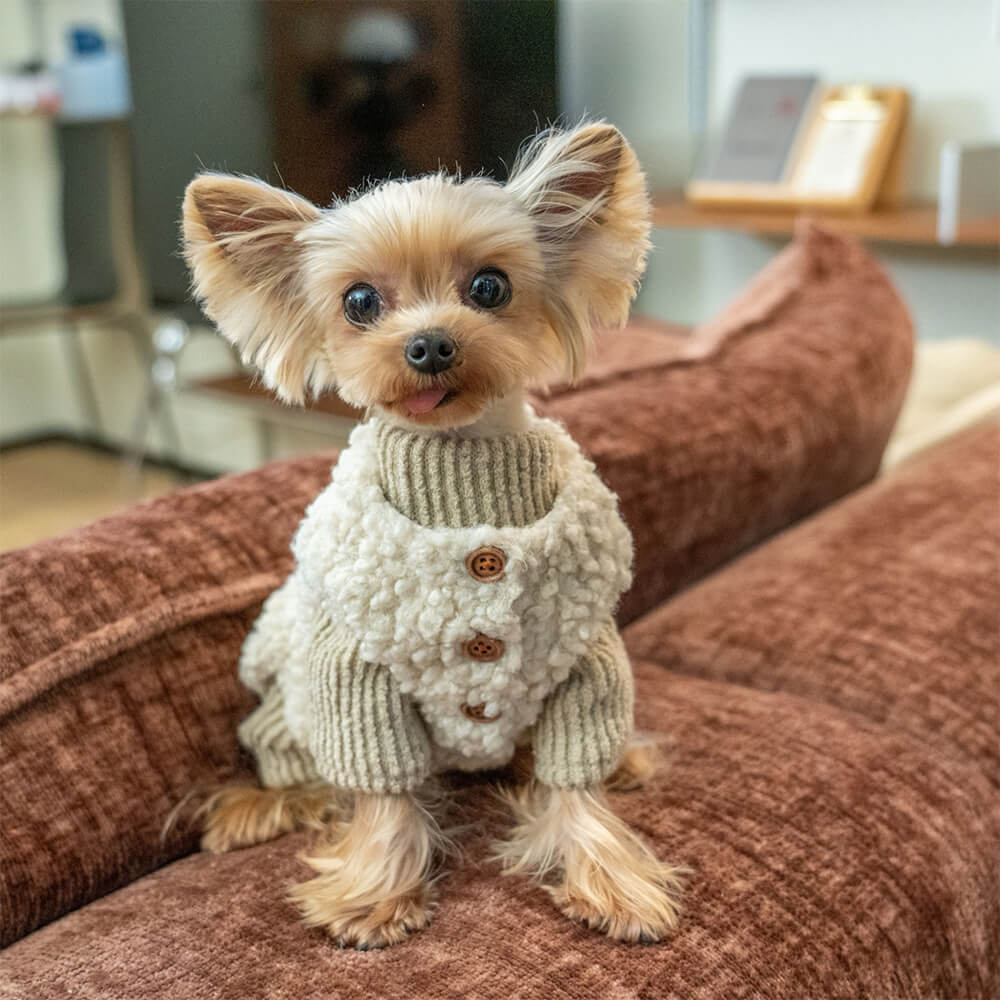 Warm Faux Lambswool Buttoned Dog & Cat Vest & Sweater Set