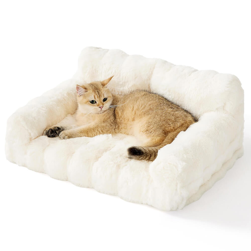 Wave Faux Rabbit Fur Backrest Ergonomic Dog & Cat Sofa Bed