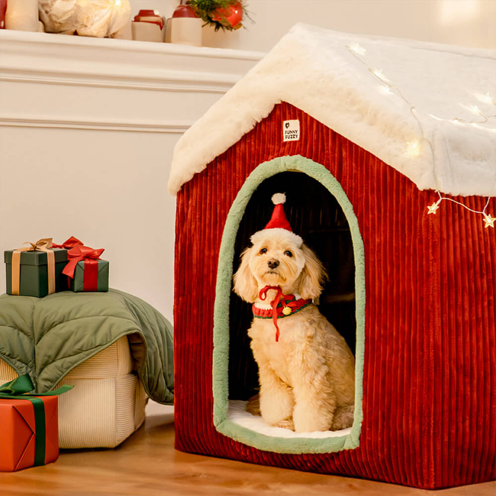 Casa de neve de gengibre para animais de estimação tenda removível grande casinha de cachorro