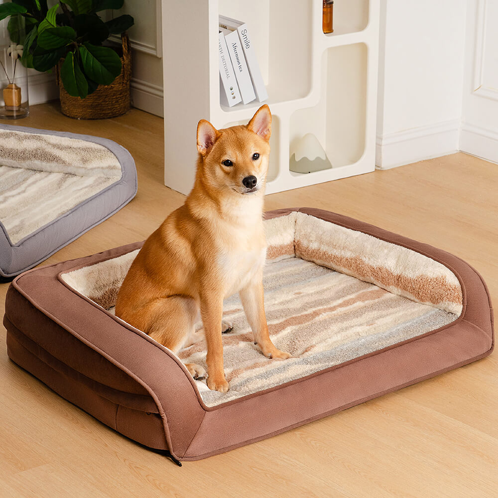 Modern Style Faux Lambswool Cozy Orthopedic Dog Sofa Bed