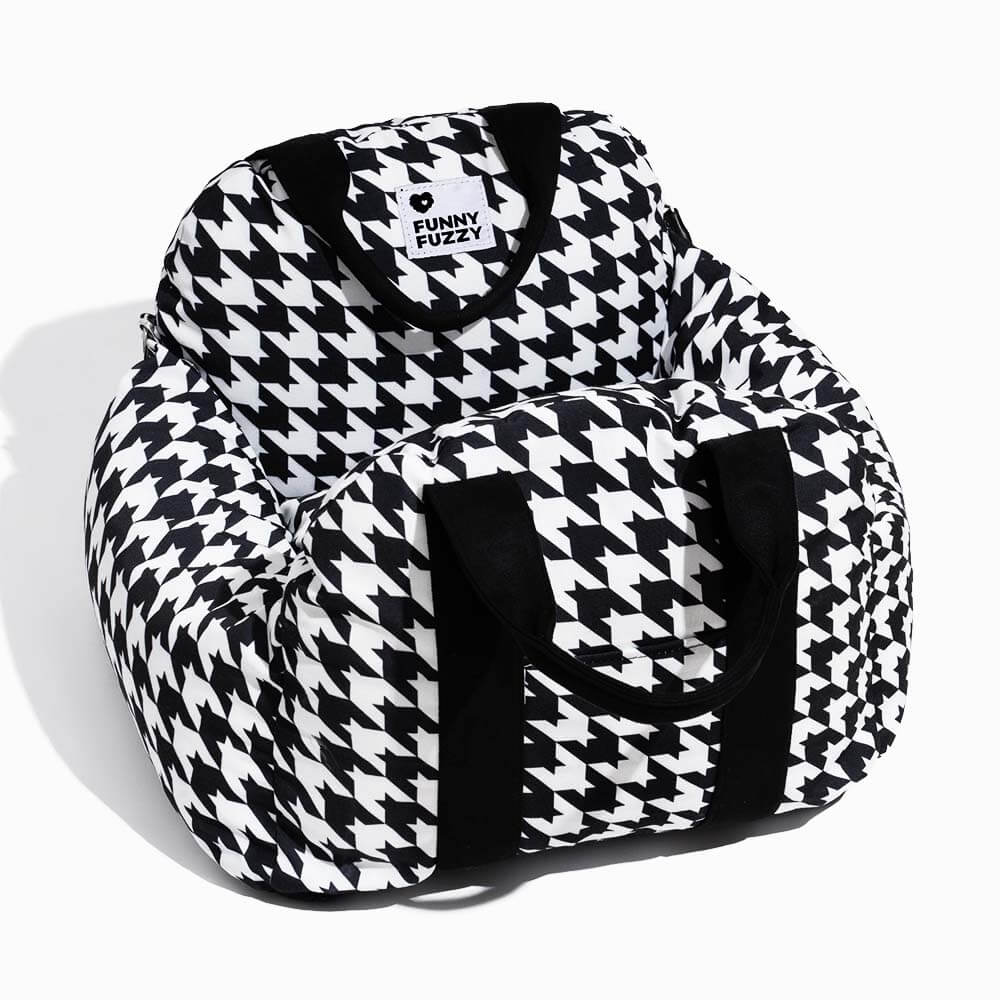 Vintage Heart Checkerboard Dog Car Seat Bed