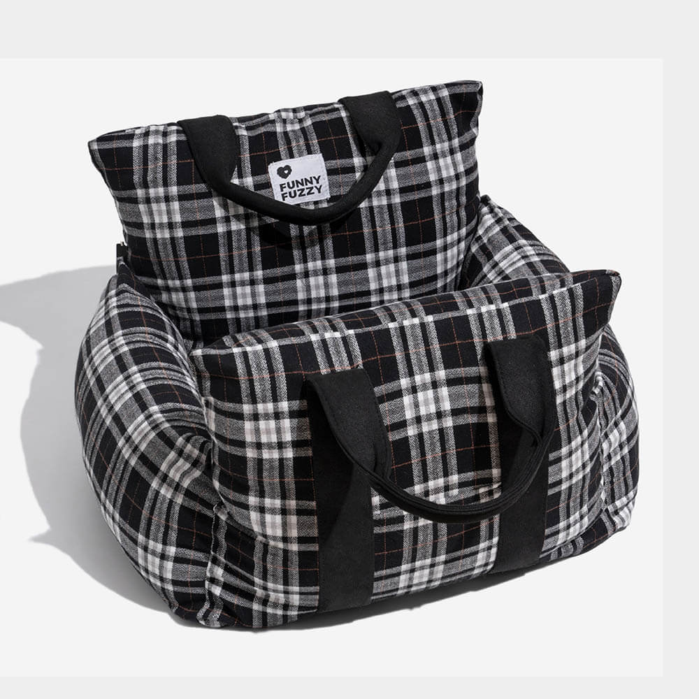 Vintage Plaid Travel Safety Dog Car Seat Beds