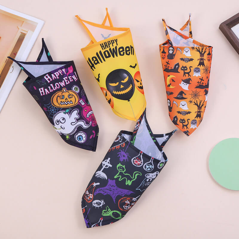 Babadores triangulares fantasma de abóbora de Halloween bandanas para cães