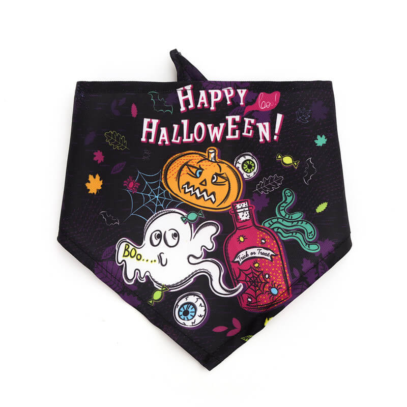 Babadores triangulares fantasma de abóbora de Halloween bandanas para cães