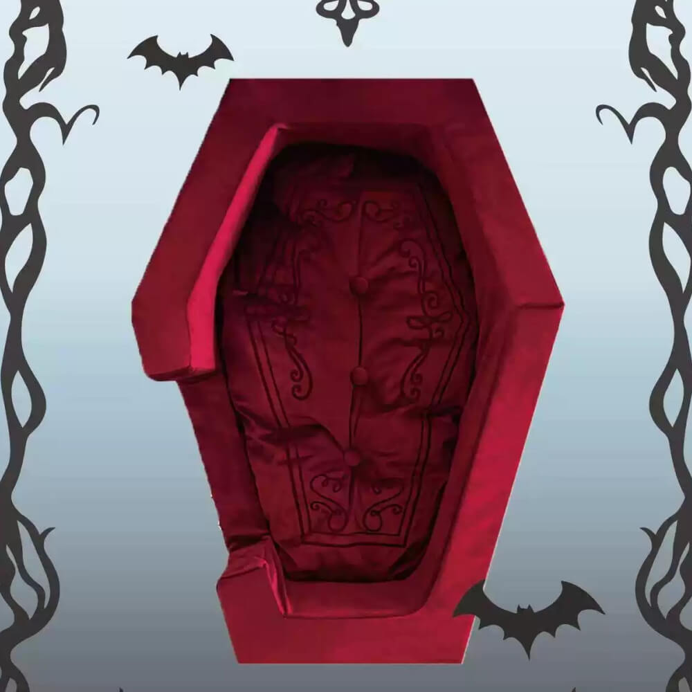 Luxurious Velvet Gothic Coffin Pet Bed