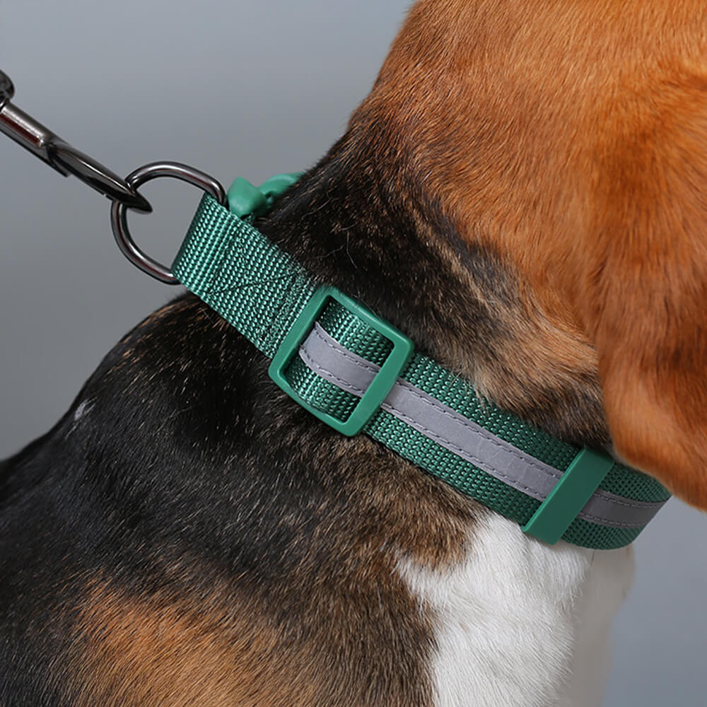 Nylon Adjustable Reflective No-Pull Dog Harness Collar and Leash