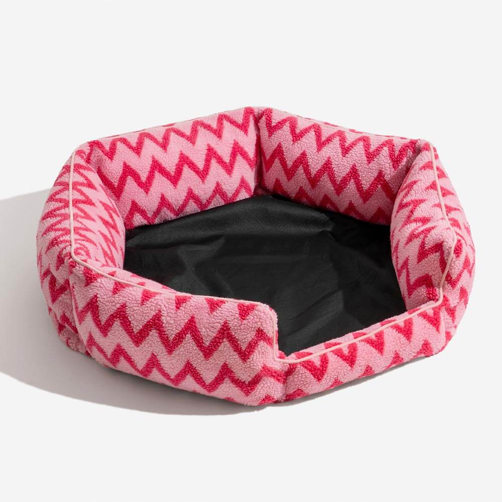 Plush Retreat Chevron Dog Bed-The Warm Hugger