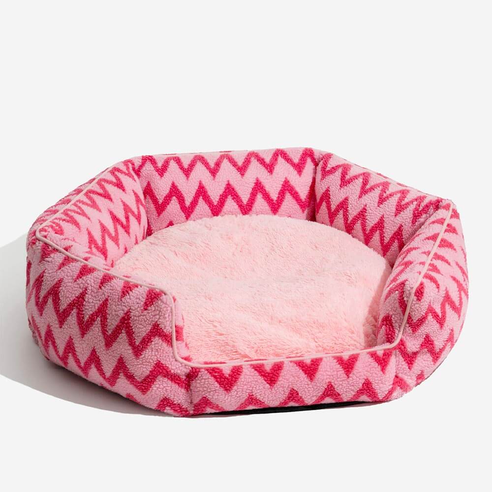 Plush Retreat Chevron Dog Bed-The Warm Hugger