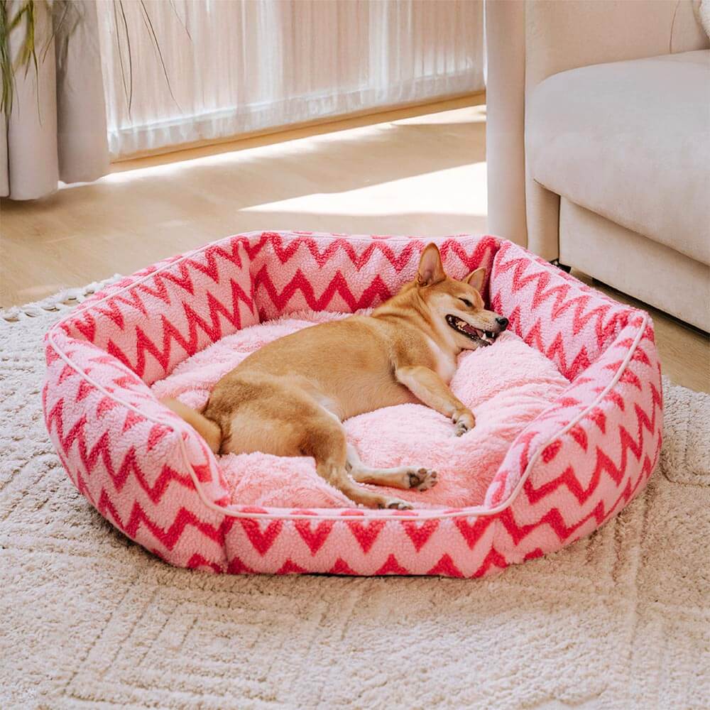 Plush Retreat Chevron Dog Bed-The Warm Hugger