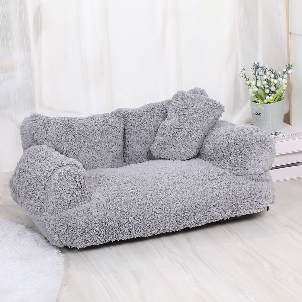 Polar Fleece Soft Plush Anti-Anxiety Pet Bed Dog Sofa Bed