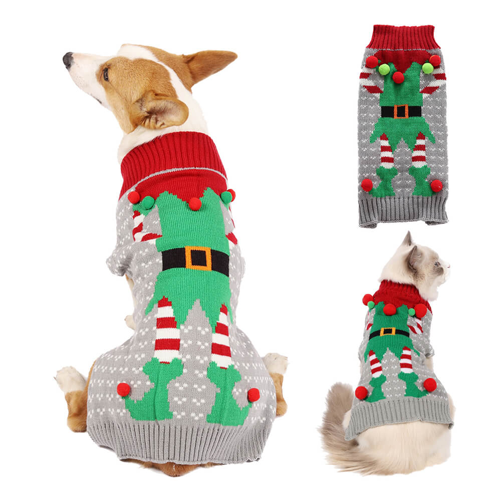 Christmas Reindeer Warm Turtleneck Dog Knit Sweater