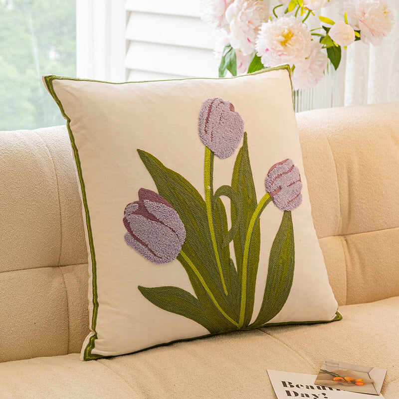 Tulip Sunflower Bouquet Home Decor Sofa Pillow