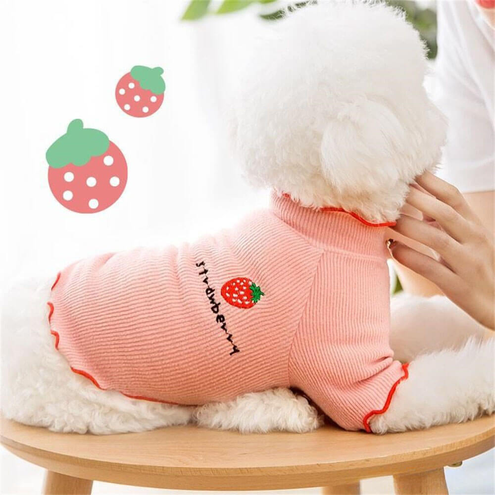 Cute and Colorful Strawberry Dog T-Shirt – Perfect for Spring and Summer