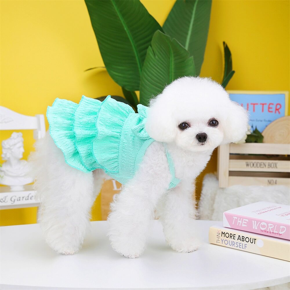 Adorable Ruffled Dog Dress with Bow - Perfect for Summer Outings