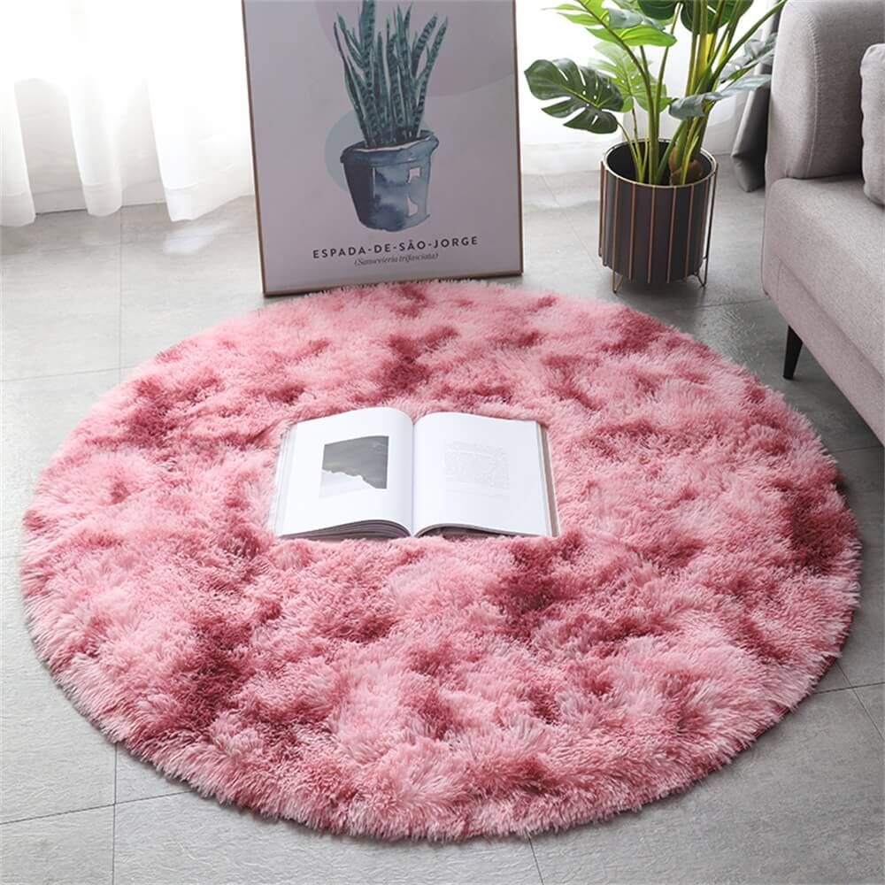 Tie-dye Simple Thickened Pile Round Carpet