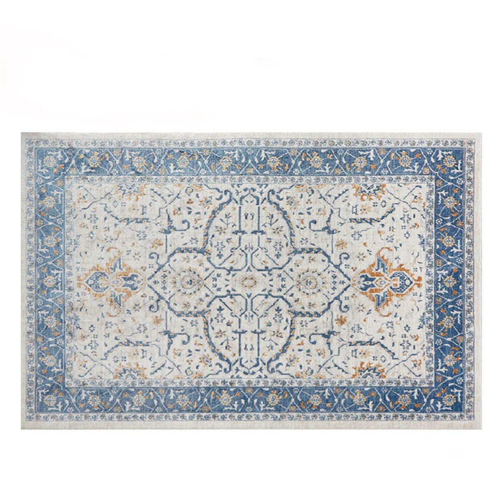 Vintage Blue & Cream Pet-Friendly Area Rug - Timeless Elegance for Your Home