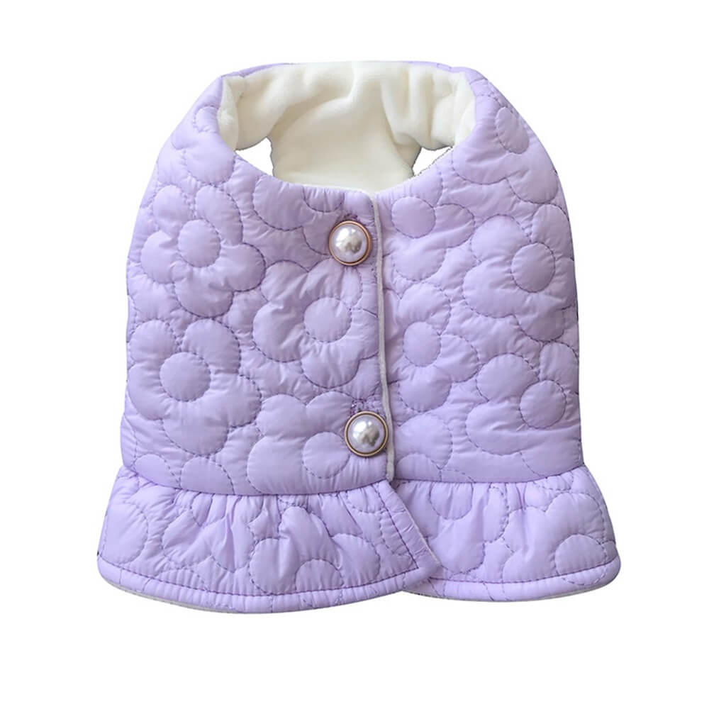 Quilted Flower-Pattern Dog Vest - Cozy Comfort for Winter Walks