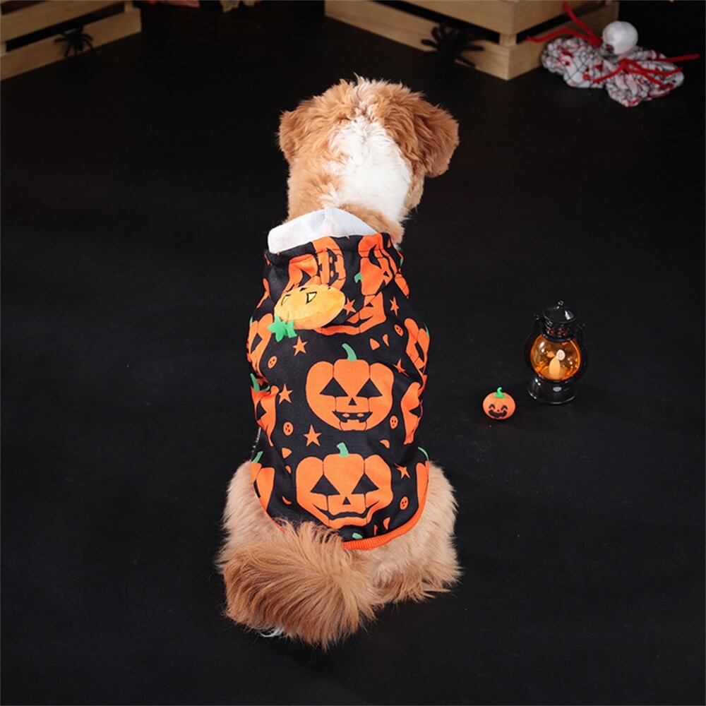 Halloween Pumpkin Print Hooded Sweatshirt for Pets