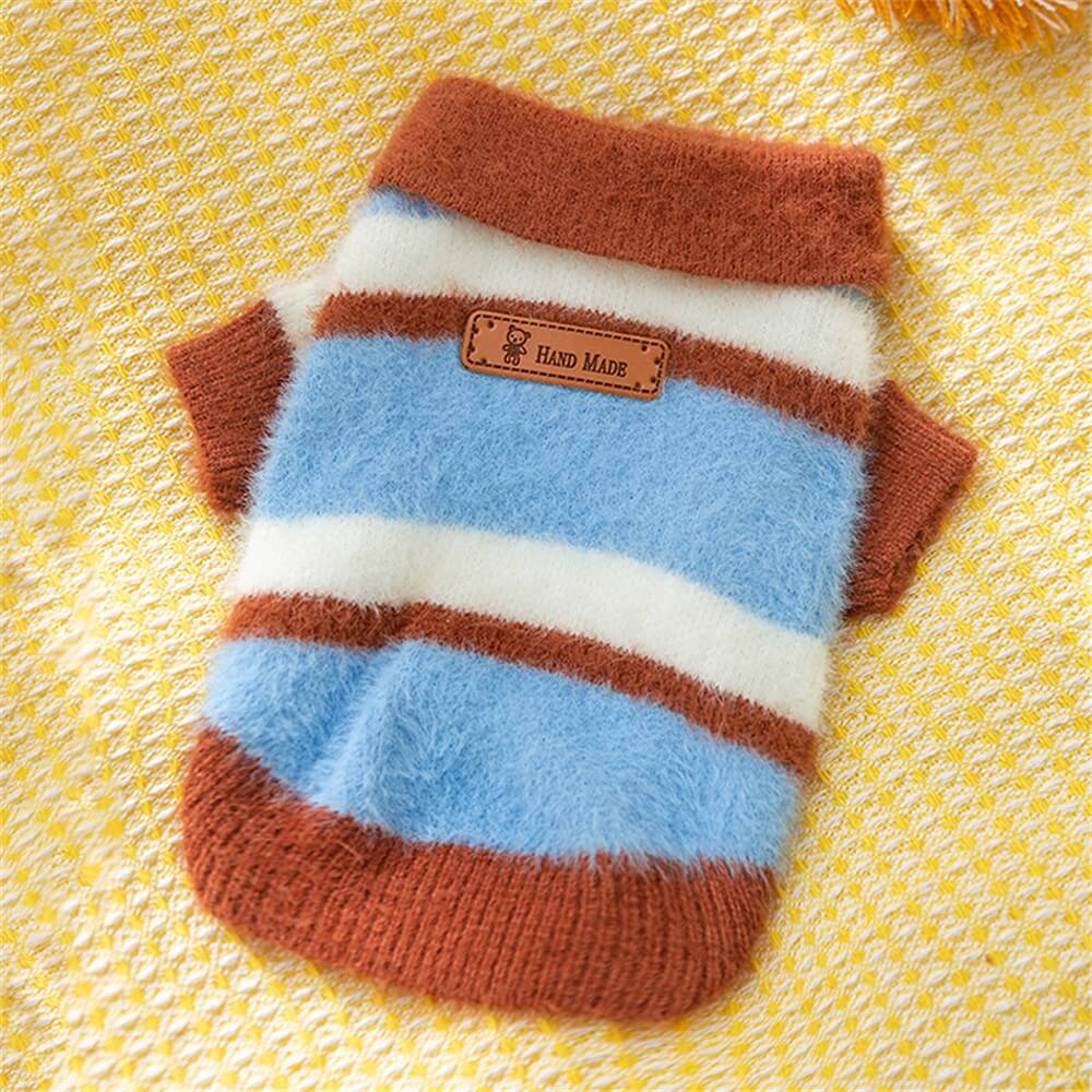 Cozy Striped Knitted Dog Sweater – Ideal for Small to Medium Breeds