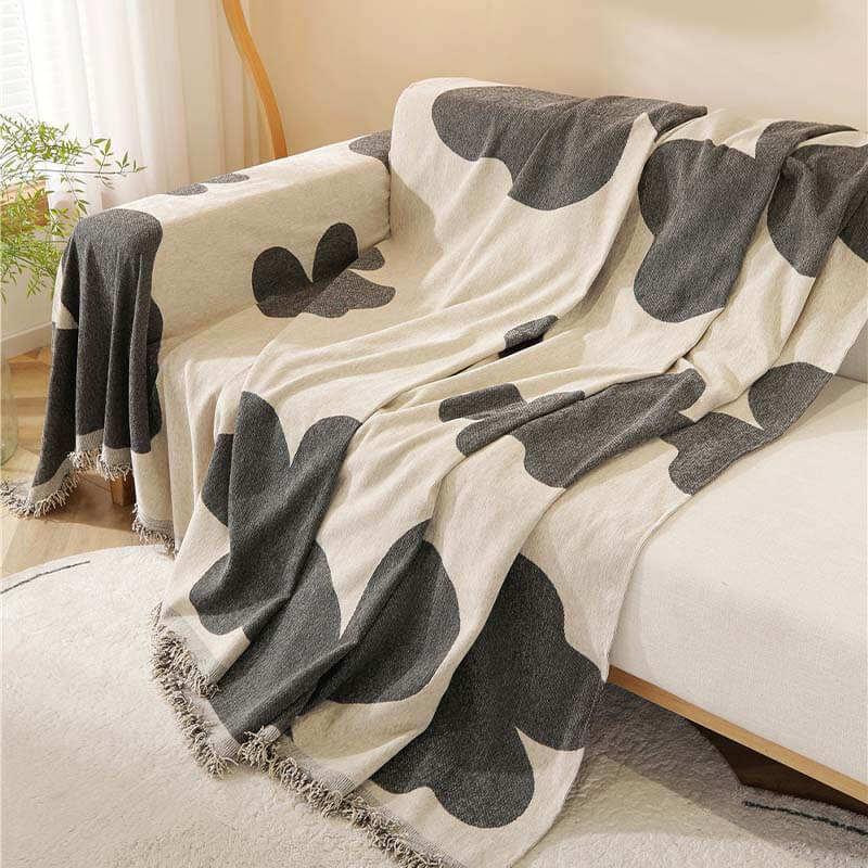 Clover Pattern Blanket Chenille Large Couch Cover