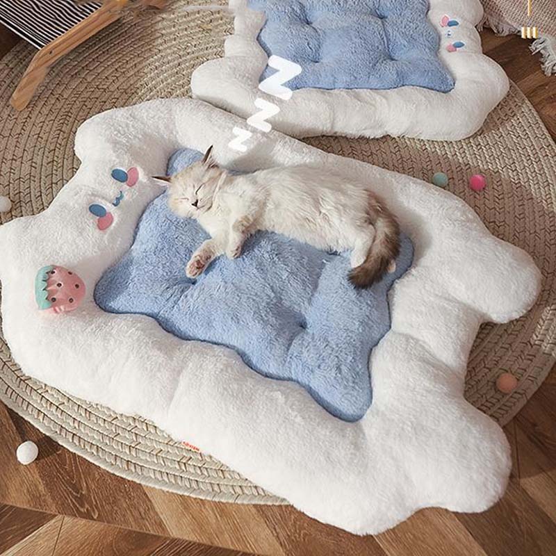 Cama fofa e peluda com almofada para cães e gatos