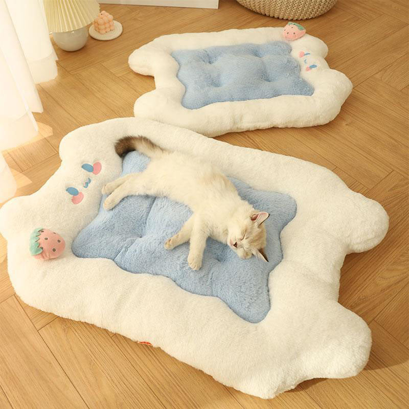 Cama fofa e peluda com almofada para cães e gatos